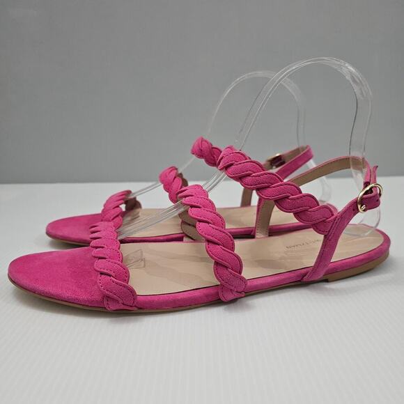 NEW Stuart Weitzman Twistie Sandal Flat Braided Strappy Pink Suede Size 10 - Picture 12 of 12